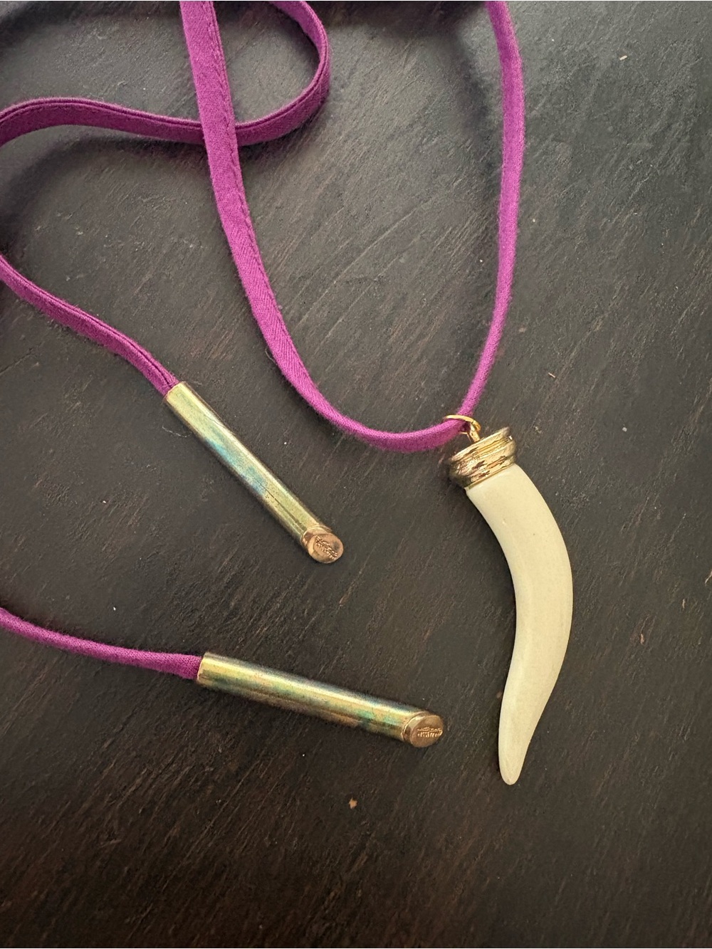 Purple Wrap Choker with faux Tooth Pendant Women's Necklace